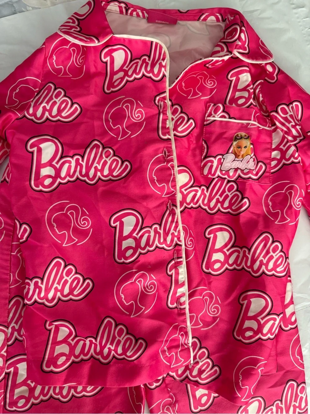Barbie Hot Pink Satin Logo Pajama Set